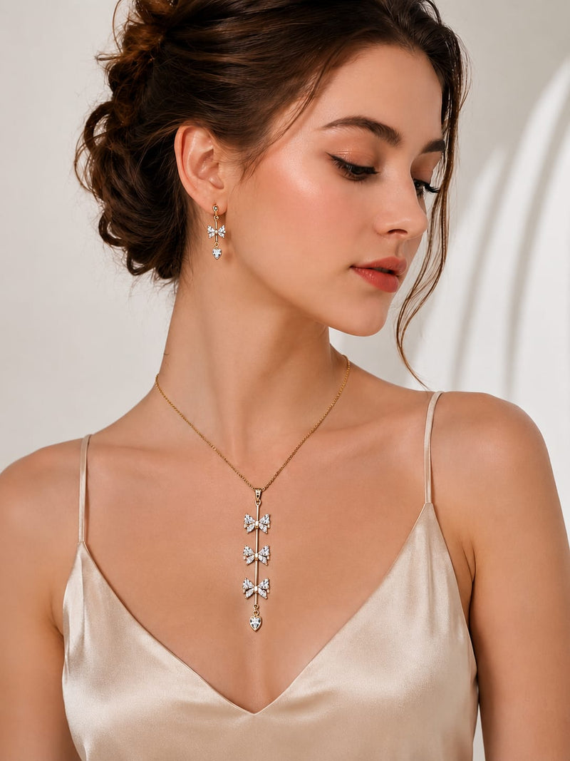 Celeste Bow Cascade Necklace Set