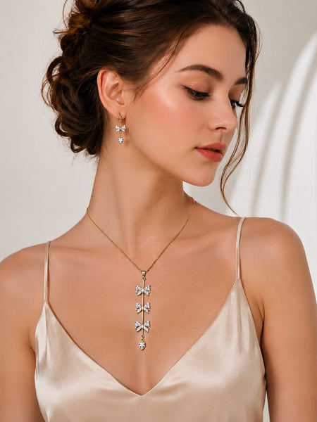 Celeste Bow Cascade Necklace Set