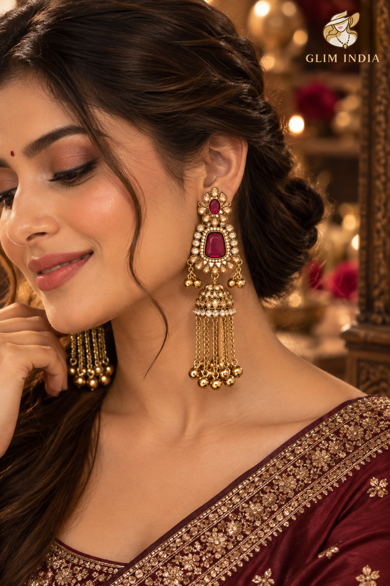 Noor Mahal Kundan Jhumka Earrings