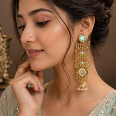 Sheesh Mahal Pearl Cascade Jhumka Earrings