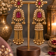 Noor Mahal Kundan Jhumka Earrings