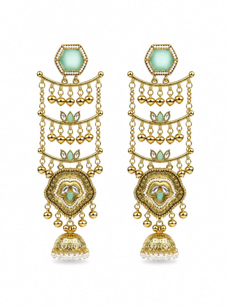 Sheesh Mahal Pearl Cascade Jhumka Earrings
