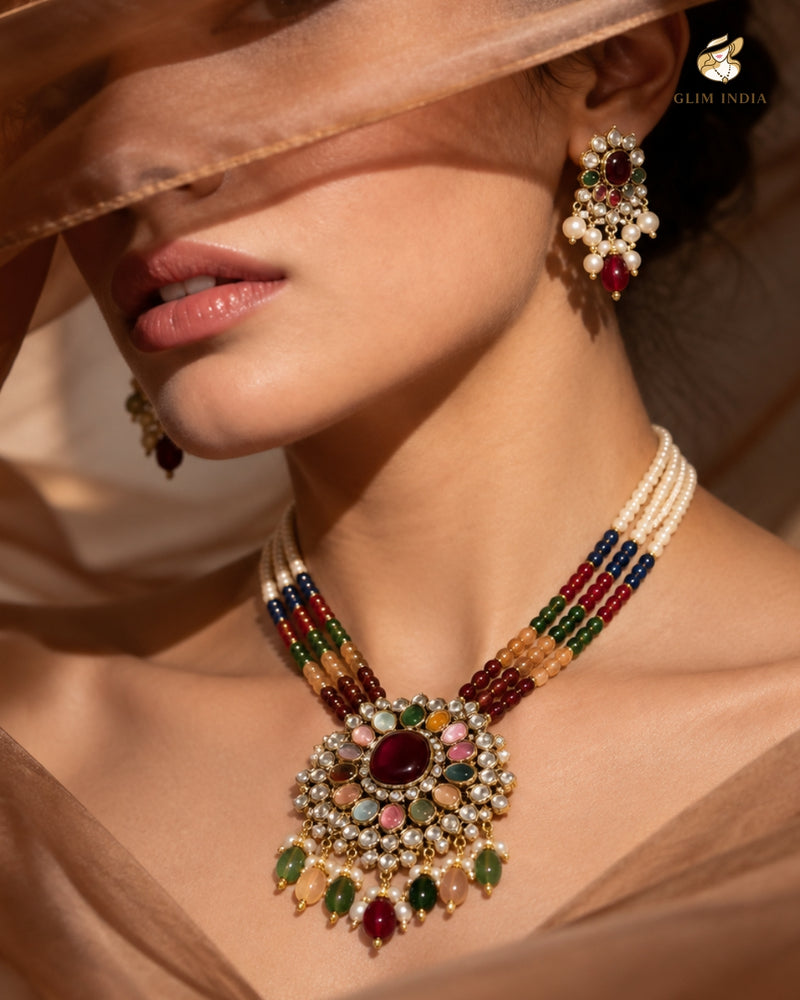 Royal Mosaic Pearl Necklace Set