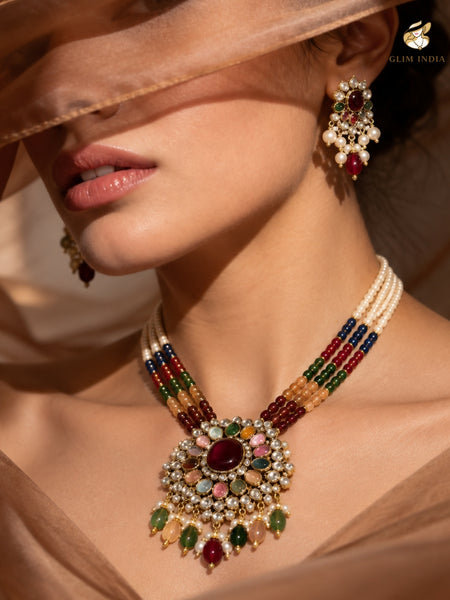 Royal Mosaic Pearl Necklace Set