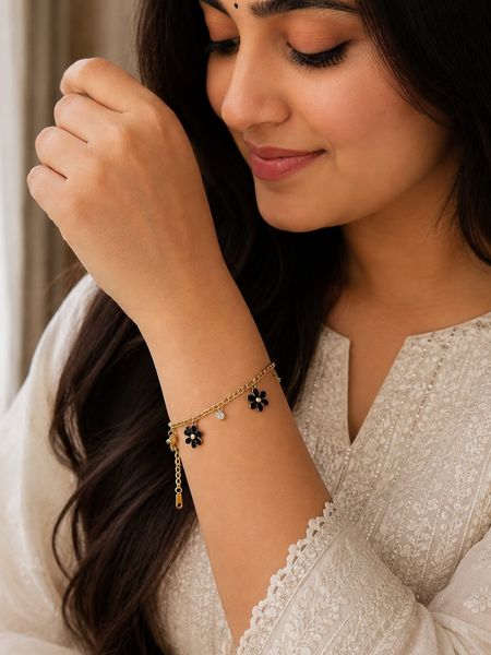 Midnight Daisy Charm Bracelet