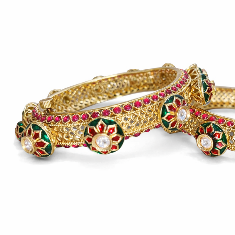Royal Heritage Kundan Style Floral Bangles