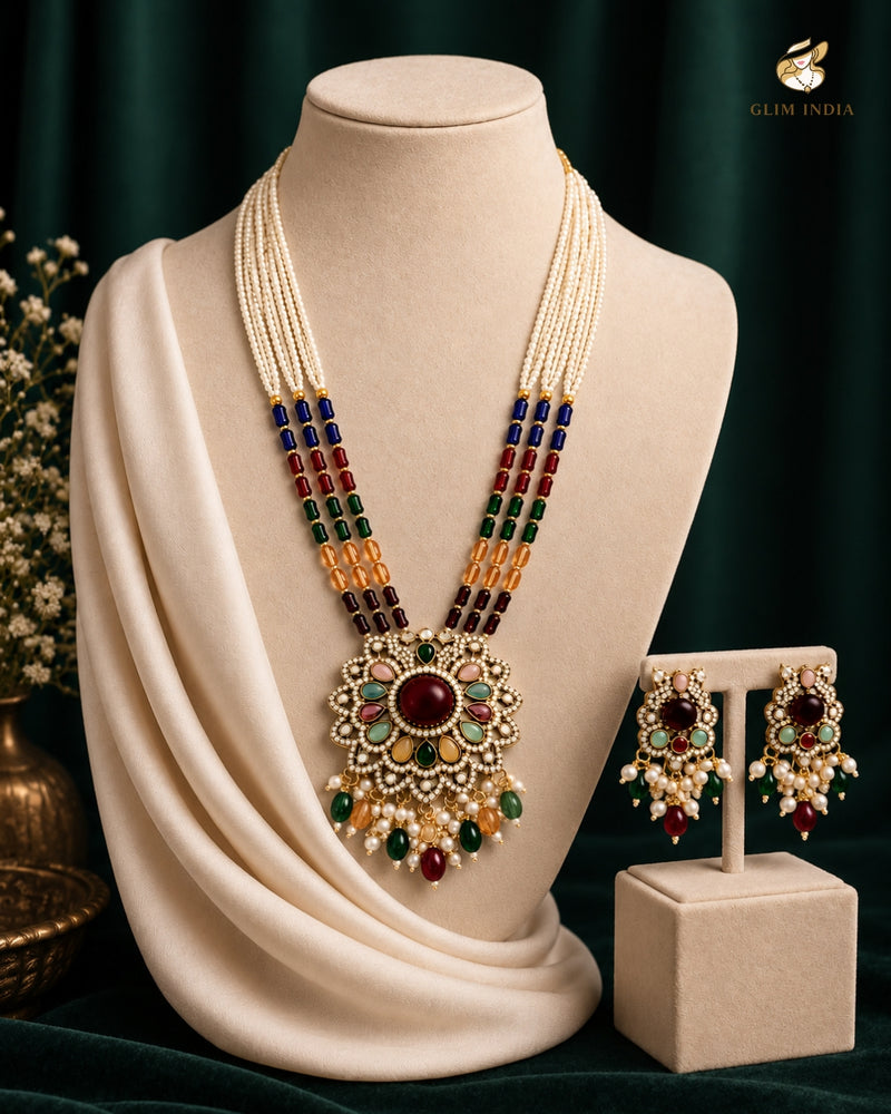Royal Mosaic Pearl Necklace Set