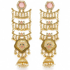Sheesh Mahal Pearl Cascade Jhumka Earrings
