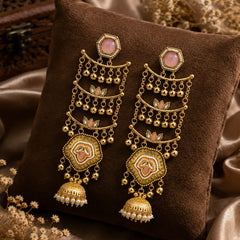 Sheesh Mahal Pearl Cascade Jhumka Earrings