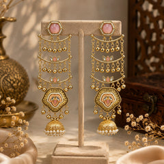 Sheesh Mahal Pearl Cascade Jhumka Earrings