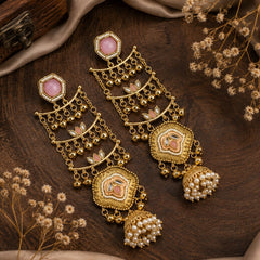 Sheesh Mahal Pearl Cascade Jhumka Earrings