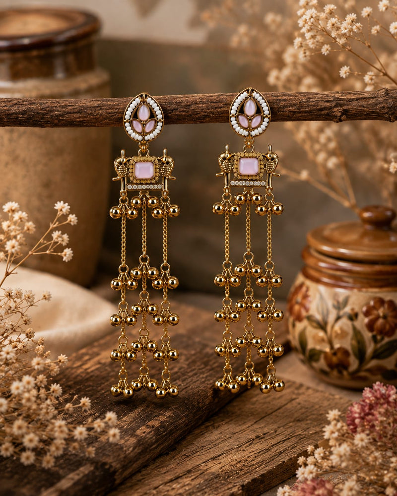Kashmiri Zoon Bell Cascade Earrings