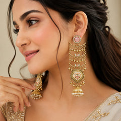 Sheesh Mahal Pearl Cascade Jhumka Earrings