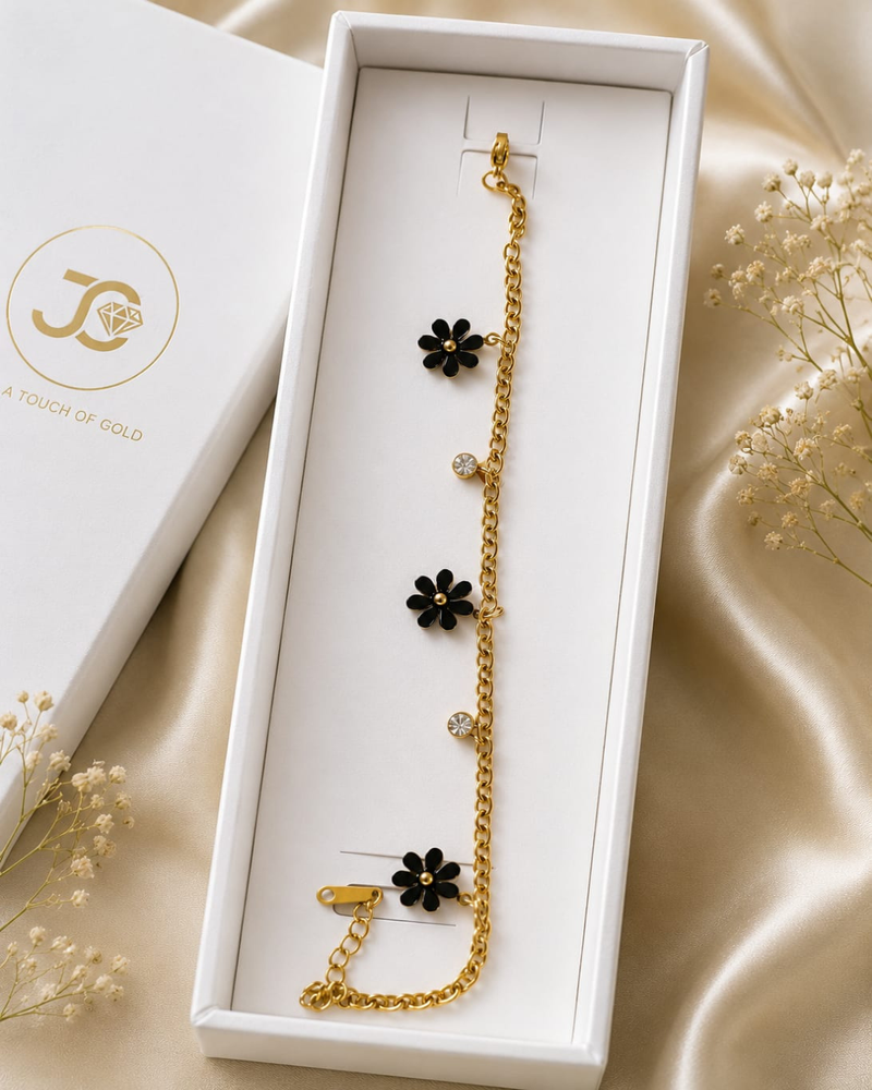 Midnight Daisy Charm Bracelet