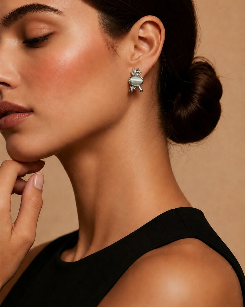 Gold Floral Stud Earrings with Pearl Drop | Earrings for Women