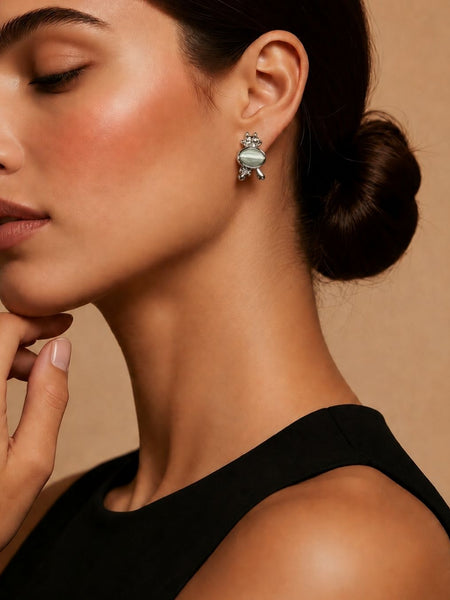 Gold Floral Stud Earrings with Pearl Drop | Earrings for Women