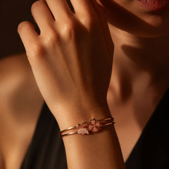 Rose Gold Butterfly & Floral Cuff Bracelet