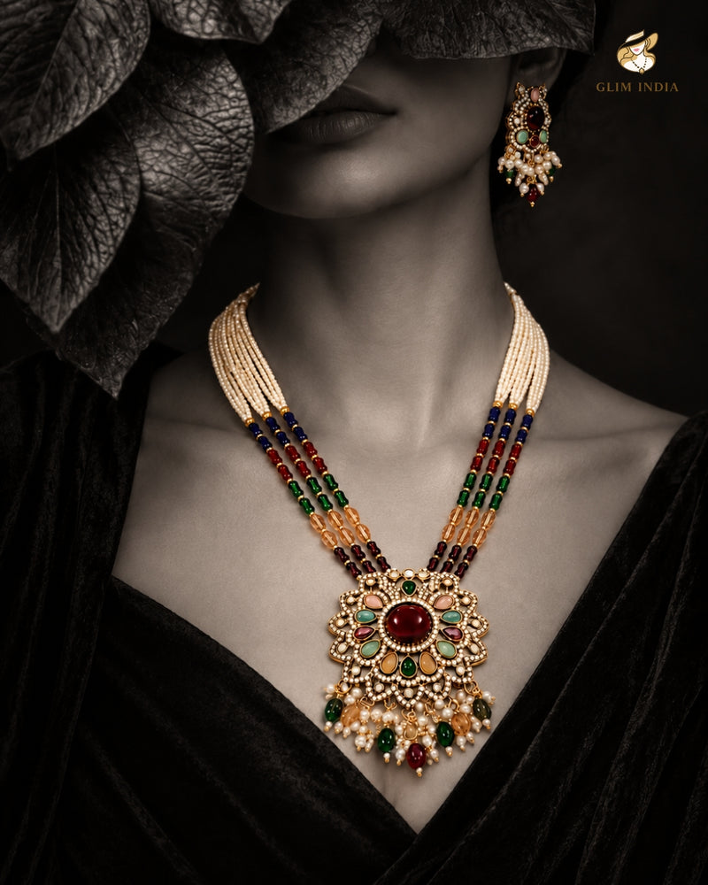 Royal Mosaic Pearl Necklace Set