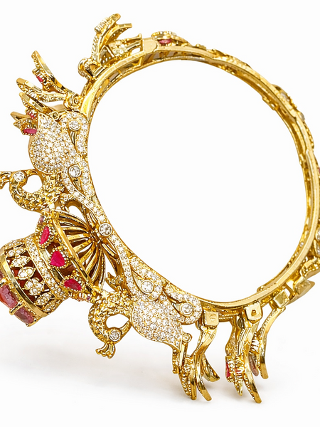 Royal Elephant & Peacock Temple Design Kada