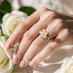 Gold Plated Crystal Floral Ring for Women