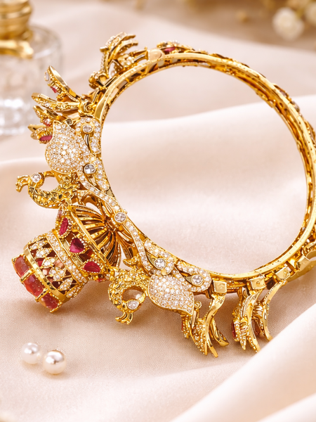 Royal Elephant & Peacock Temple Design Kada