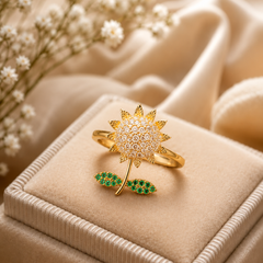 Gold Plated Sunflower Adjustable Ring for Women