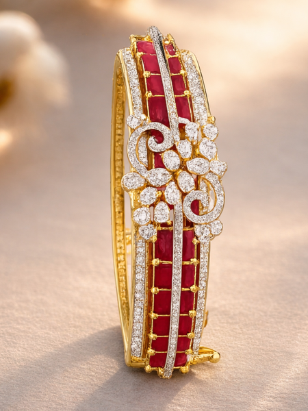 Regal Ruby and Floral Bangle in Finish