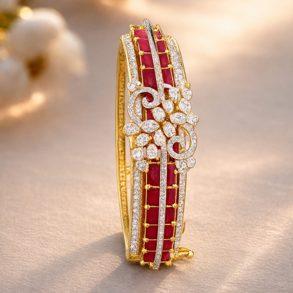 Regal Ruby and Floral Bangle in Finish