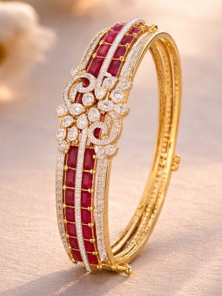 Regal Ruby and Floral Bangle in Finish