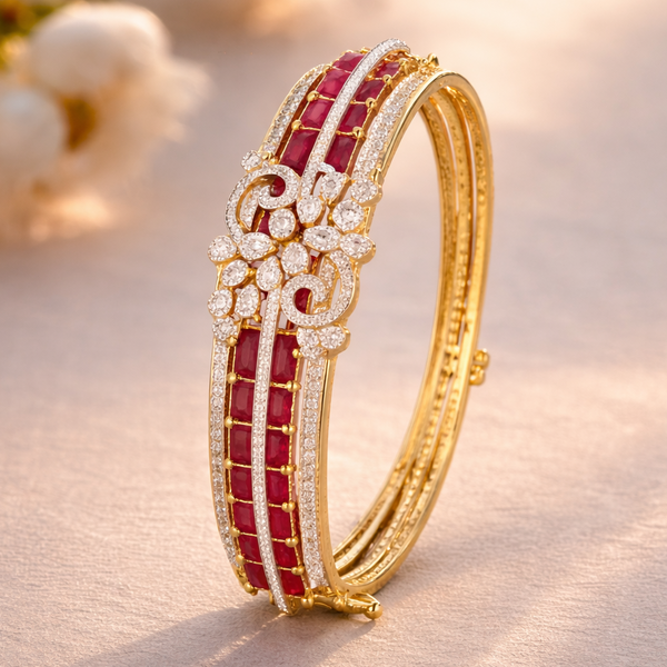 Regal Ruby and Floral Bangle in Finish