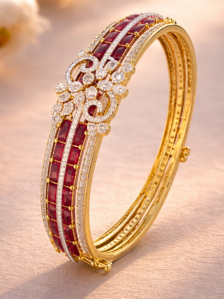Regal Ruby and Floral Bangle in Finish