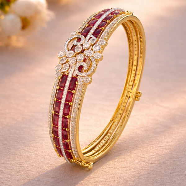 Regal Ruby and Floral Bangle in Finish