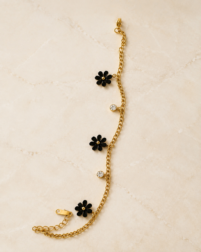 Midnight Daisy Charm Bracelet