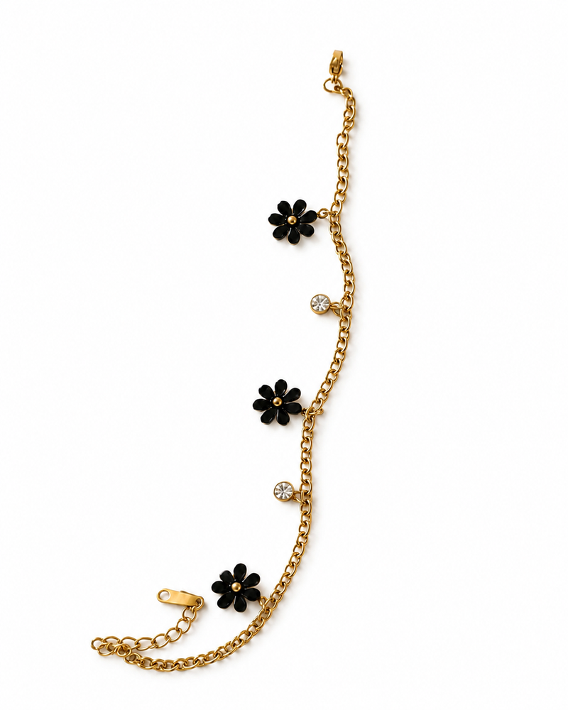 Midnight Daisy Charm Bracelet