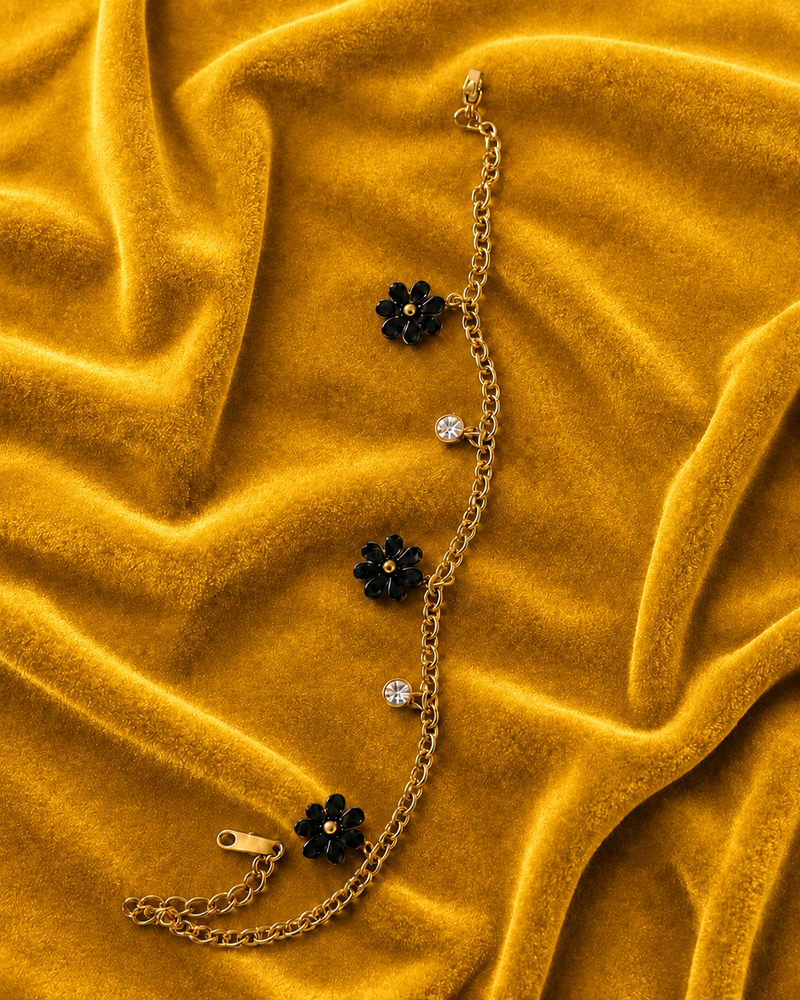 Midnight Daisy Charm Bracelet