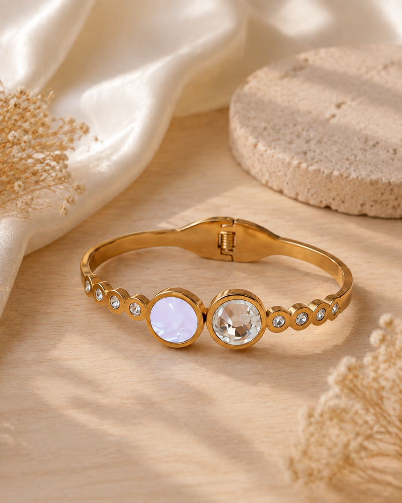 Golden Crystal Double-Stone Bracelet