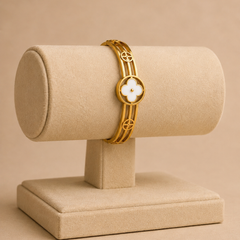 Golden Clover Flower Cuff Bracelet