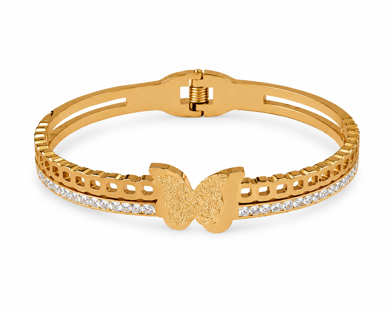 Golden Butterfly Double-Band Bracelet