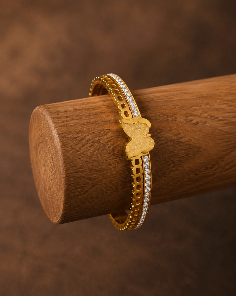 Golden Butterfly Double-Band Bracelet