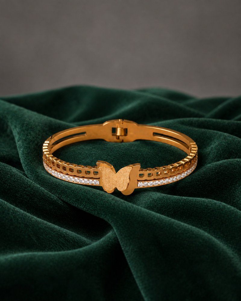 Golden Butterfly Double-Band Bracelet