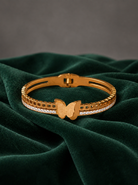Golden Butterfly Double-Band Bracelet