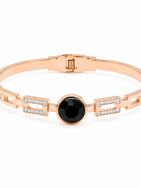 Rose Gold Black Stone Geometric Bracelet
