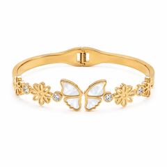 Golden Butterfly Floral Bracelet