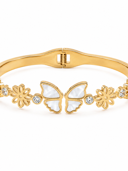 Golden Butterfly Floral Bracelet