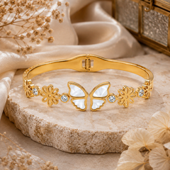 Golden Butterfly Floral Bracelet