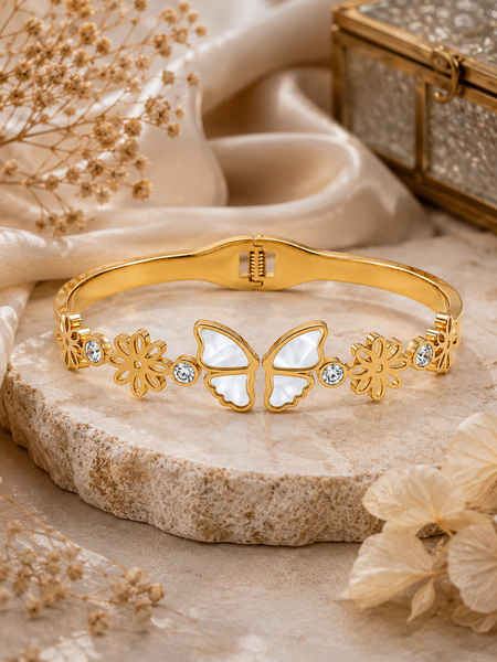 Golden Butterfly Floral Bracelet