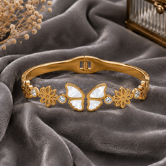 Golden Butterfly Floral Bracelet