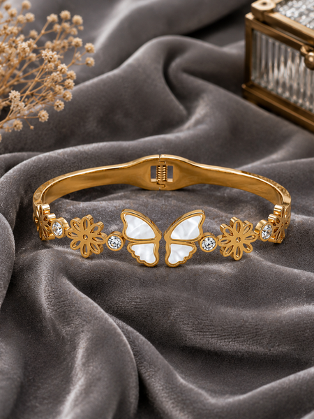 Golden Butterfly Floral Bracelet