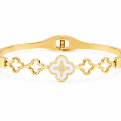 Golden Clover Link Cuff Bracelet