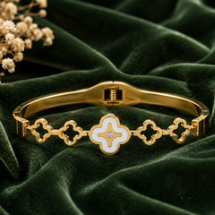 Golden Clover Link Cuff Bracelet